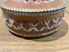 Antique Canadian Ojibwe Birch Bark Porcupine Quillwork Round Lidded Box basket