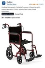 Medline Lightweight Foldable Aluminum Transport Chair Red