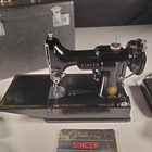 Vintage Singer Featherweight 221 Portable Sewing Machine Case Manual Attachments