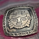 Vintage Sterling Silver Mexico Taxco Ballesteros Aztec Face Large Pin Pendant 2   