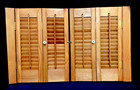 Set Of 2 Interior Wood Window Louver Cafe Style Shutters Knobs 20  High - Used