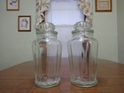 Antique Vintage Tall Heavy Glass Pharmacy Candy Jar Canister Lot Of 2