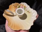 Vintage Lefton China 5372 Rose Candle Holder Chamberstick Gold Trim Japan