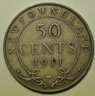 Mw27379 Canada Newfoundland Silver 50 Cents 1911   George V  Km 12