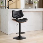 2set Barstools Swivel Pu Leather Pub Chairs 25-33 4 height Walnut Bentwood Black