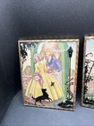 Vintage Pair Silhouette Reverse Painted Pictures Convex Glass Victorian Dog