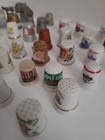 Lot Of 48 Vintage Thimbles Porcelain Wood Pewter Floral Souvenirs Advertising 