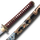 New  699 Ryumon Dragon Katana 1060 Carbon Steel Wooden Display Box