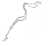 925 Sterling Silver Rosary Necklace 20 Inches 4mm Beads Cross Virgin Mary Medal