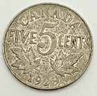 1929 Canada 5 Cents Nickel Far S Ms Mint State Uncirculated Dark Toning Km 29