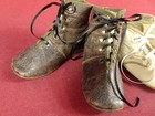 Antique Victorian Era Leather Baby Shoes 2 Pairs Small Sizes Nice For Dolls