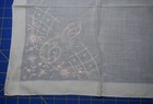 Rp 4 Vintage White Linen Monogrammed Hankie  Satin Stitch Fancy Pink E   Floral