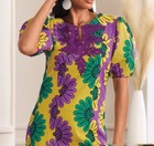 16w Plus Ashro Purple Multi Formal Wedding Church Party Flounce Hem Dress