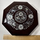Vintage 1950s Korean Mother Of Pearl Lacquer Octagonal Divided Serving Box 10   