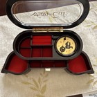 Musical Wood Jewelry Box Black red Velvet Lined Ring Holder 10x6x4 In