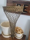 Ooh La La  Rare Antique French Woven Chain Brass Wall Pocket Flowers Decor 15 5 