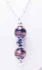 Round Brown W black Swirl Glass Bead Pendant Necklace earrings Set  20    
