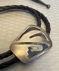 Vintage Native American Sterling Silver Bolo Necktie Carved Oxidized Whirlwind