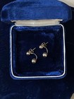 Unique 10k Yellow Gold Ball Pierced Stud Earrings Front   Back Illusion Jewelry
