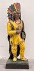 Vintage Cigar Store Indian Chief Tobacciana Hand Painted Folk Art Wall Hanging