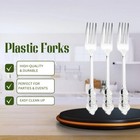 Shiny Baroque Silver Plastic Disposable Forks  7 4   24 Count - Elegant  durable
