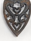 Vintage Cast Iron Wilton Trivet W scroll Hearts Cast Iron Spade Style Footed
