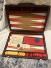 Vintage Cardinal Backgammon Bakelite Marble Swirl Red Butterscotch Complete Box