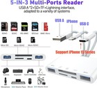 5 In 1 Memory Card Reader Usb 3 0 Otg Adapter Sd Card Reader For Iphone   Ipad