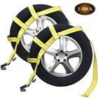 Set Basket Tie Down Adjustable Straps Tow Dolly Wheel Net Flat Hooks Heavy Duty