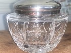 Vtg Silver Lid Crystal Powder Dresser Crystal Jar Vanity 2 75   t 3 5   d Top