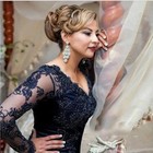 Navy Mermaid Lace Mother Of The Bride Dresses Long Sleeves Formal Evening Gowns