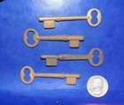 Lot Of Four Vintage antique 2 3 4  Skeleton Key Blanks With Uncut Bits
