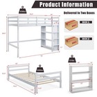 Twin Over Twin Loft Bunk Bed Wood W bookcase Guardrail Ladder Kids Bedroom