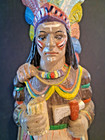 Vintage Native American Indian Chief Chalkware Statue 11  Headdress  Cigar Store