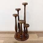 Mcm Vintage Wooden Spindle Candelabra 5 Tier Centerpiece Candle Holder 14   