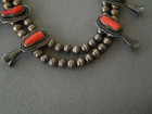 Native American Branch Coral Squash Blossom Sterling Silver Necklace 24 