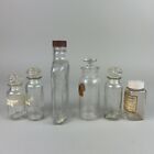 Lot Of 6 Antique Apothecary Pharmacy Medicine Glass Bottles Jars Label   Stopper