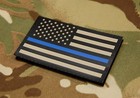 Infrared Thin Blue Line Us Flag Patch Tan   Black Police Swat Ir Tbl Gang Team