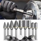 10pcs Tungsten Carbide Rotary Drill Bits 1 8  Shank Burr Die Grinder Carving Set