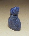 Vintage Chinese Lapis Lazuli Hand Carved Floral Leaf Elephant Top Snuff Bottle