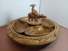  Monkey Pod Water Buffalo Lazy Susan Project Vintage Wood Carved Parts 