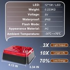 4pcs Wireless Rechargeable Red 12led Hazard Light Magnetic Tow Truck Forklift