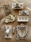 1843 78 Helena Wolfsohn Dresden D Crown Antique Hand Painted Couple Desk Set Lot