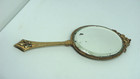 Antique French Bronze Hand Mirror With Painted Woman On Oval Porcelain - 19th C 
