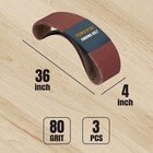 Powertec 110683 4x36 Inch Sanding Belts 80 Grit Aluminum Oxide Sanding Belt 3pk