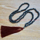Black Labradorite 108 Prayer Beads Tibet Buddhist Mala Meditation Necklace