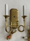 Pair Vintage Baldwin Brass French Horn Style 2-light Electric Wall Sconces