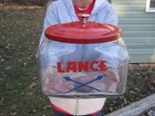  2  Lance Advertising General Store Counter Snack Jars With Metal Lids