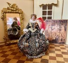 Vintage Artisan Miniature Tudor Renaissance Dollhouse Lady Porcelain Doll 1 12