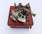 Antique Brass Working Sextant With Wooden Box Maritime Nautical Astrolabe Gift